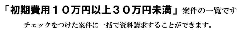 「初期費用30万円未満」の案件一覧です