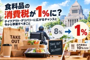 食料品の消費税1%でテイクアウト・デリバリーに追い風｜閣議決定された大綱から読み解く、飲食店向け商材のチャンスと今から始める準備のイメージ